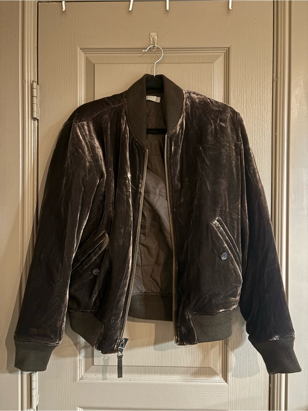 Vince Brown Velvet Bomber Jacket